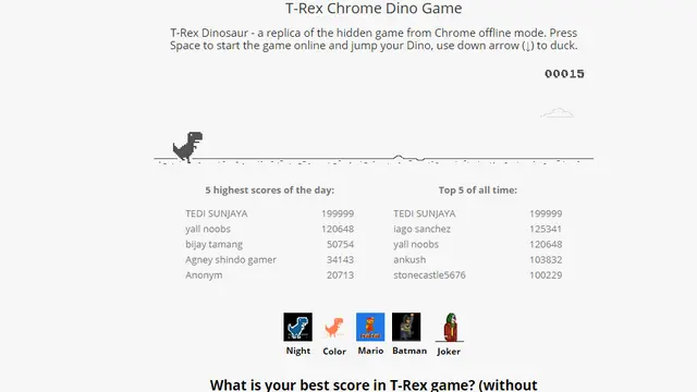 بازی های تحت وب: Chrome Dino