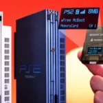مموری کارت PS2 سونی ۸ مگابایت در کنار کنسول