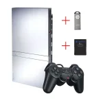 کنسول بازی فلش خور سونی مدل Playstation 2 Slim آداپتوری 70000 ظرفیت 32 گیگابایت نقره ای